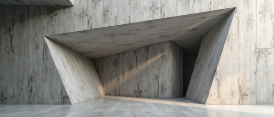 Modern concrete wall geometric architecture abstract design minimal style empty space natural light clean surface urban interior