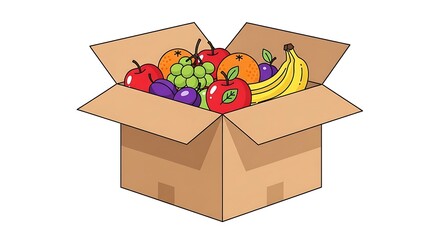 Fresh Fruits in Cardboard Box Delivery.