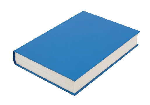 A single blue book with a white background and a slight shadow effect. isolated on transparent background