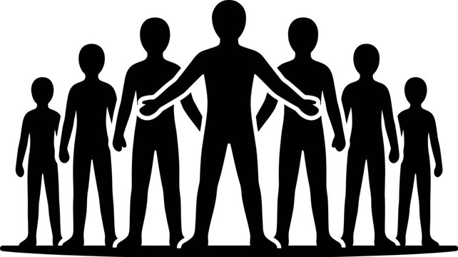 A diverse group of people standing together in unity and harmony, conveying a sense of community and togetherness.