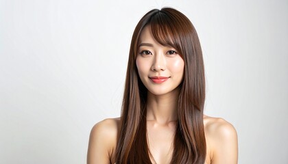 明るい笑顔のミディアムボブ日本人女性｜艶髪が美しい美容室・ヘアサロン向けイメージ
