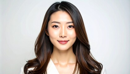 明るい笑顔のミディアムボブ日本人女性｜艶髪が美しい美容室・ヘアサロン向けイメージ