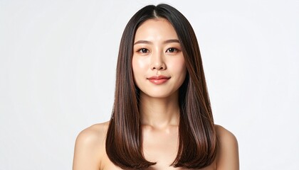 明るい笑顔のミディアムボブ日本人女性｜艶髪が美しい美容室・ヘアサロン向けイメージ