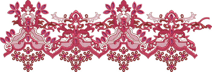 Elegant Traditional Floral Embroidery Border & Motif Collection – Ethnic Textile Ornament Design Set © Ahmad