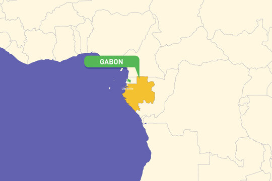 Illustration of Gabon map highlighting Libreville