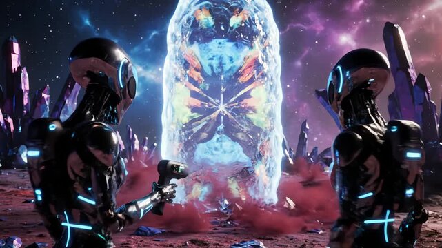 Robots Discovering Alien Crystal.