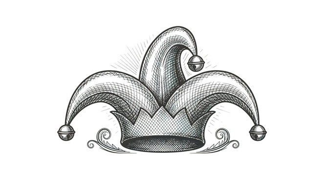 Jester Hat Crown Illustration Drawing Sketch.