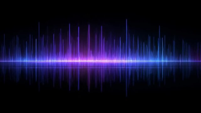 Electrifying Audio Waves: An abstract representation of sound waves pulsates with vibrant energy against a stark backdrop, capturing the essence of music, technology, and sonic artistry.