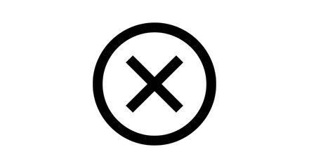 Obraz premium Black circle with a large x marked through it on transparent background