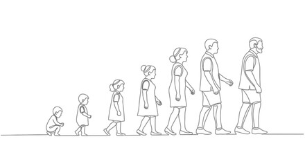 Naklejka premium Line drawing of people walking in a line.