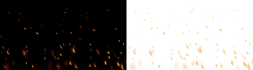 Softly rising flames with shimmering light edges and realistic burning effect. Warm fire flow on transparent background. © Pro_Light