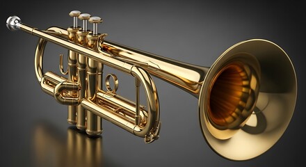 A close-up view of a shiny trumpet instrument illustration
