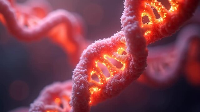 Collagen synthesis: amino acids forming triple helix structures glowing, skin regeneration visualization, sharp anti-aging biology details