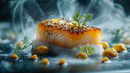 salmon fillets cooking on cedar planks on grill