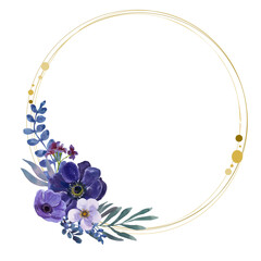 Flower watercolor frame for wedding, birthday, card, background, invitation, wallpaper, sticker, decoration etc.
