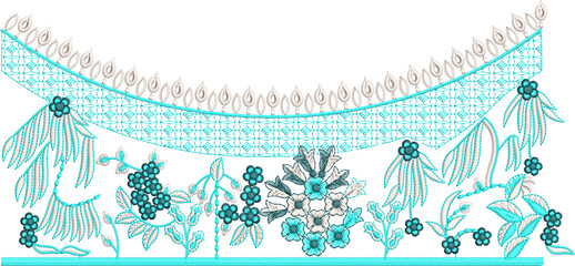 Elegant Traditional Floral Embroidery Border & Motif Collection – Ethnic Textile Ornament Design Set © Ahmad