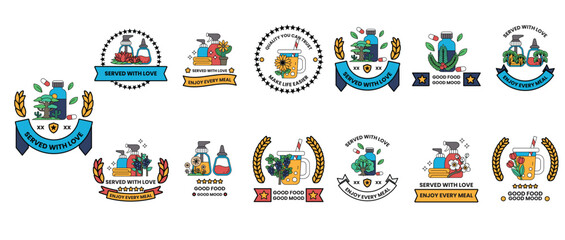 A collection of symbols and logos for a gardening company