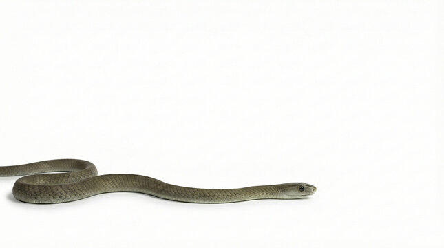 Black mamba snake crawling isolated on white background