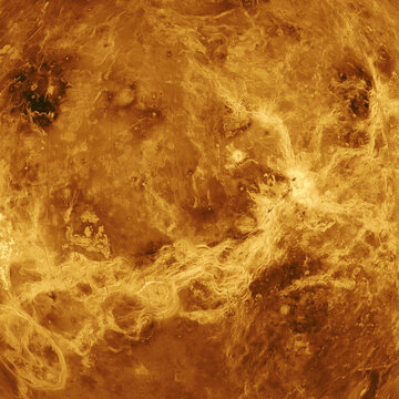 Venus planet surface texture background close up. A golden amber marble texture background. Elements of this image furnished by NASA.