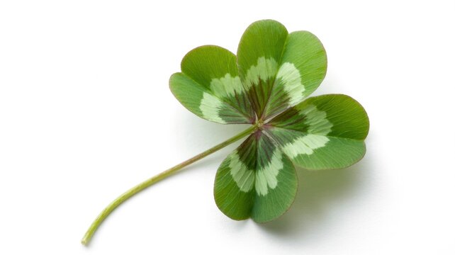 Rare four leaf clover with unique white and green variegated leaves