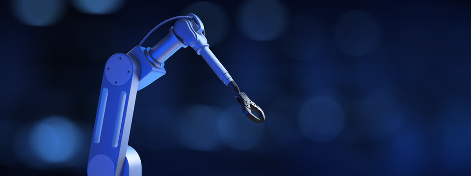 Robotic Arm in Smart Industrial Automation and Advanced Manufacturing Environment 3d render
