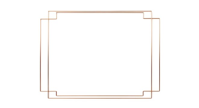 A minimalist copper frame with clean lines and simple design, viewed from directly above, showcasing elegant architecture