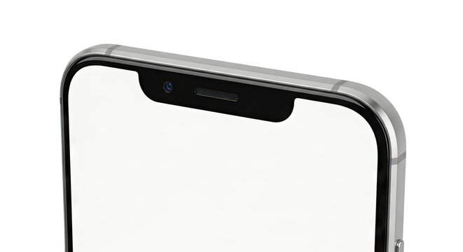 Close-up of iPhone notch with front-facing camera and speaker grille