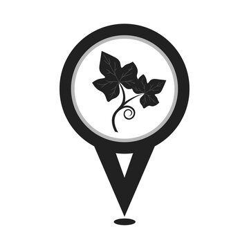 cute black ivy gourd leaf vegetable location pin icon