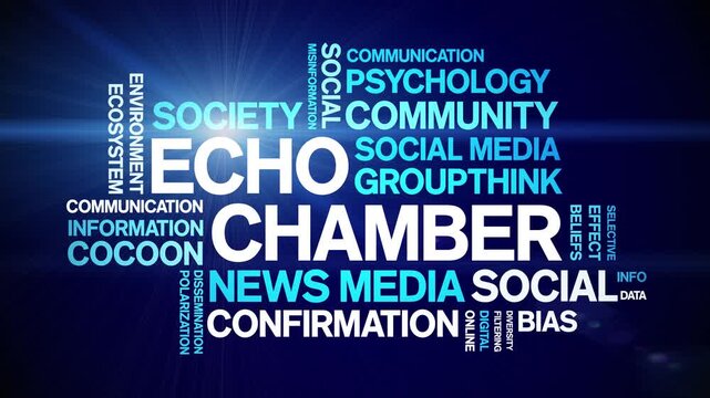 Echo Chamber animated word cloud-text design animation tag kinetic typography seamless loop.
