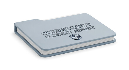 Blue folder with cybersecurity report design, digital file concept