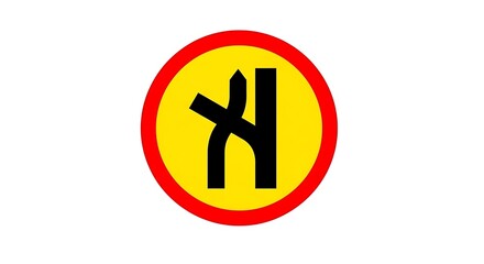 Obraz premium No overtaking road sign with red circle and yellow background
