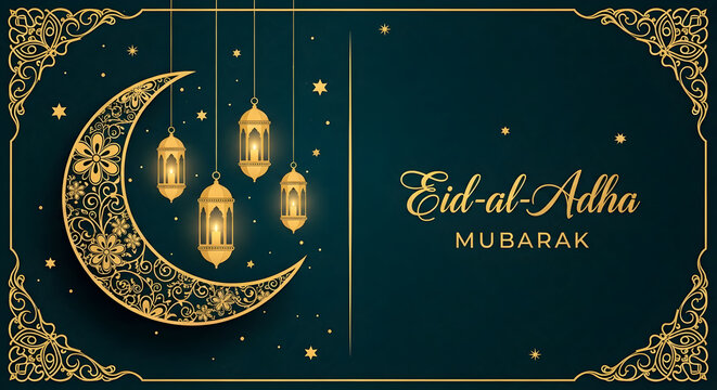 eid al adha festival golden banner design