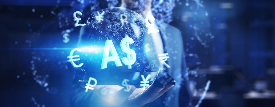 Australian dollar Global Currency Symbols in Digital Finance.