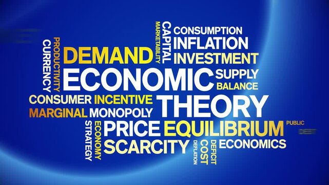 Economic Theory animated word cloud-text design animation tag kinetic typography seamless loop.
