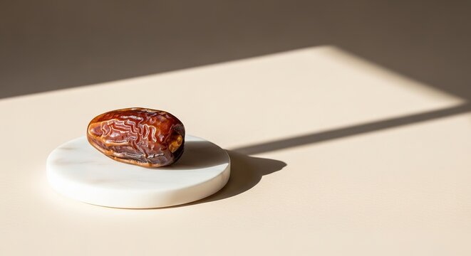 Single date on white marble plate.