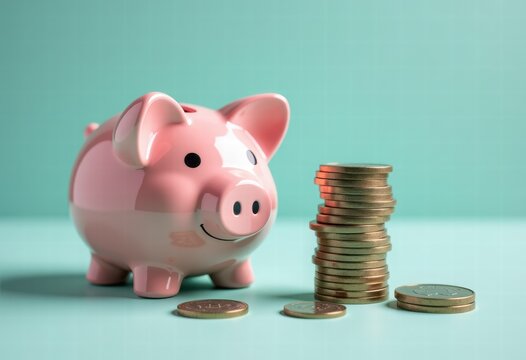 pig piggy bank on a pink background. deposits and savings
