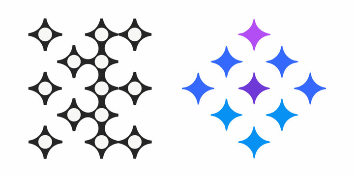 Geometric patterns featuring diamond shapes in contrasting colors