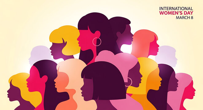 Diverse women celebrating International Women's Day together in unity and solidarity