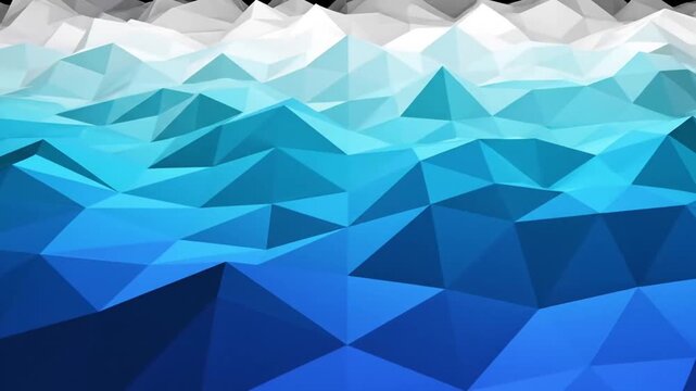 Abstract Low Poly Blue and White Mountain Landscape