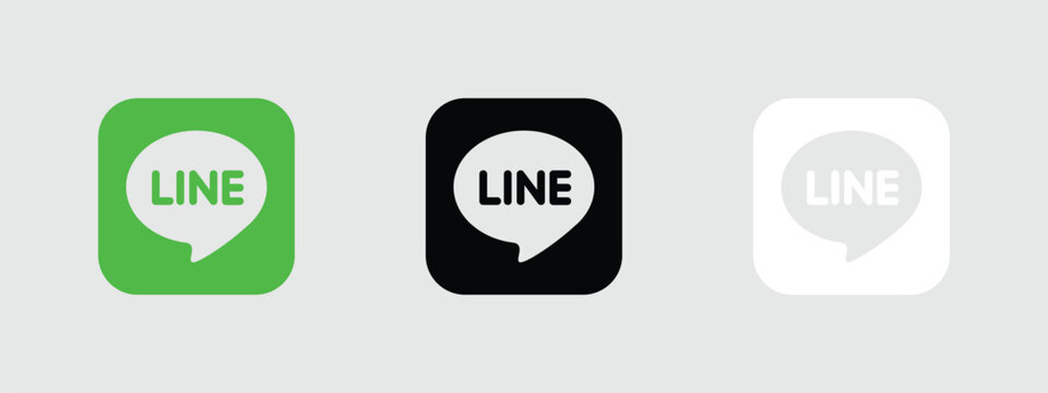 line logo icon green black white rounded square social media app button vector set