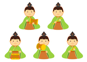 雛祭りの五人囃子のイラスト
