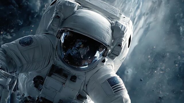 An astronaut floats in the vastness of space, evoking wonder and exploration. Perfect for science fiction themes.