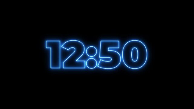 glowing neon 14 minute countdown animation from 840 seconds to 0 seconds. 14 minute countdown timer with alpha channel animation. 14 minute countdown 
