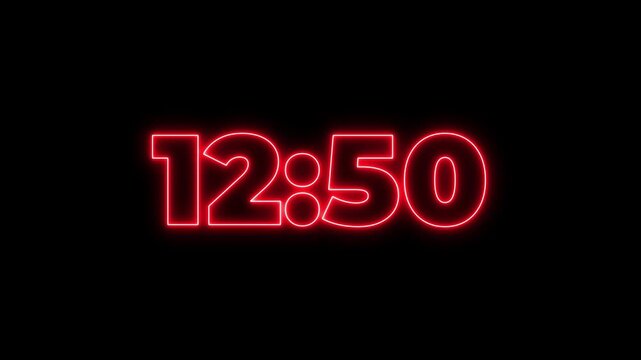 glowing neon 14 minute countdown animation from 840 seconds to 0 seconds. 14 minute countdown timer with alpha channel animation. 14 minute countdown 