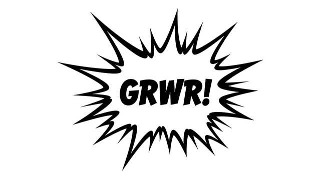 Bold comic book style GRWR explosion text effect