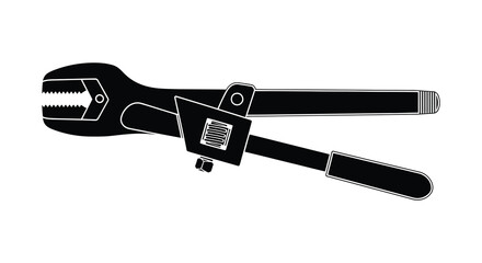 Obraz premium A stark black silhouette of an adjustable wrench showcasing its mechanical form and utility silhouette high quality professional