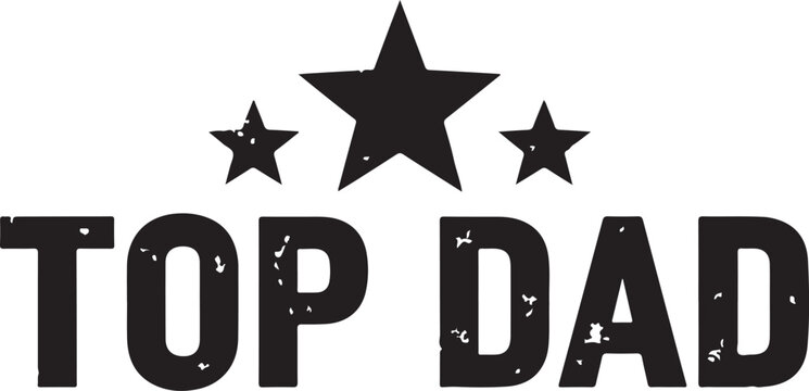 Celebratory logo featuring stars and the phrase top dad