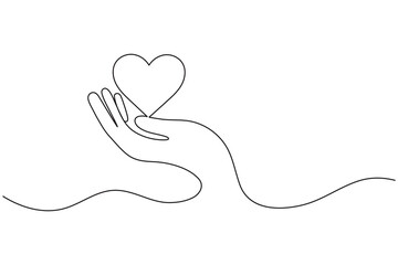 Obraz premium Minimalist hand heart gesture vector icon in a modern single line drawing style 
