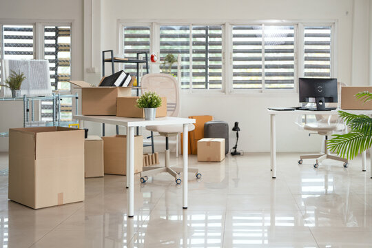 office space on moving day. company relocation. new office.