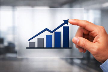Hand Adjusting Growth Chart with Upward Trend Line